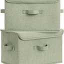 GRANNY SAYS Storage Bins with Lids, Decorative Storage Boxes, Clothes Stoarge Bins, Shelf Baskets, Closet Storage Bins for Clothing, Collapsible Storage and Organization, Sage Green, Large, 2-Pack