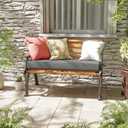 Outdoor Bench Cushion Waterproof Bench Pad,42×18 Inch,Light Grey, 42'' x 18'' x 3.5''