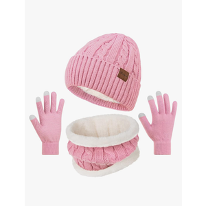 Loritta 3 Pieces Winter Hats for Women Scarf Touch Screen Gloves Set Thick Warm Fleece Lined Beanie Hat Gifts Pack of 2