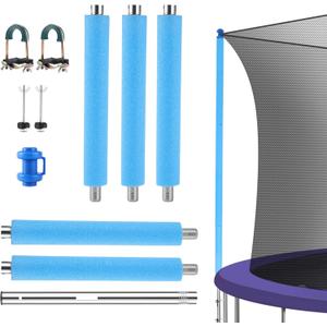 Trampoline Replacement Pole - 1 Piece 81 Inches High, 10-16 Feet Frame Compatible, 5-Spliced Stainless Steel, Universal Straight Enclosure Net Pole with Foam Sleeves & Hardware