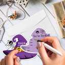 REWIDPARTY 15 Sets Halloween Invitations with Envelopes Stickers, Witch Hat Shaped Fill-in Invitation Cards, Trick or Treat Party Invites, Funny Halloween Birthday Party Supplies for Family Friend