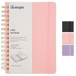 GUANGBO Lined Spiral Journal Notebook for Work with 160 Pages, 5.6" x 8" Hardcover Notebooks Journals Medium Size for Writing Women Men, Pink