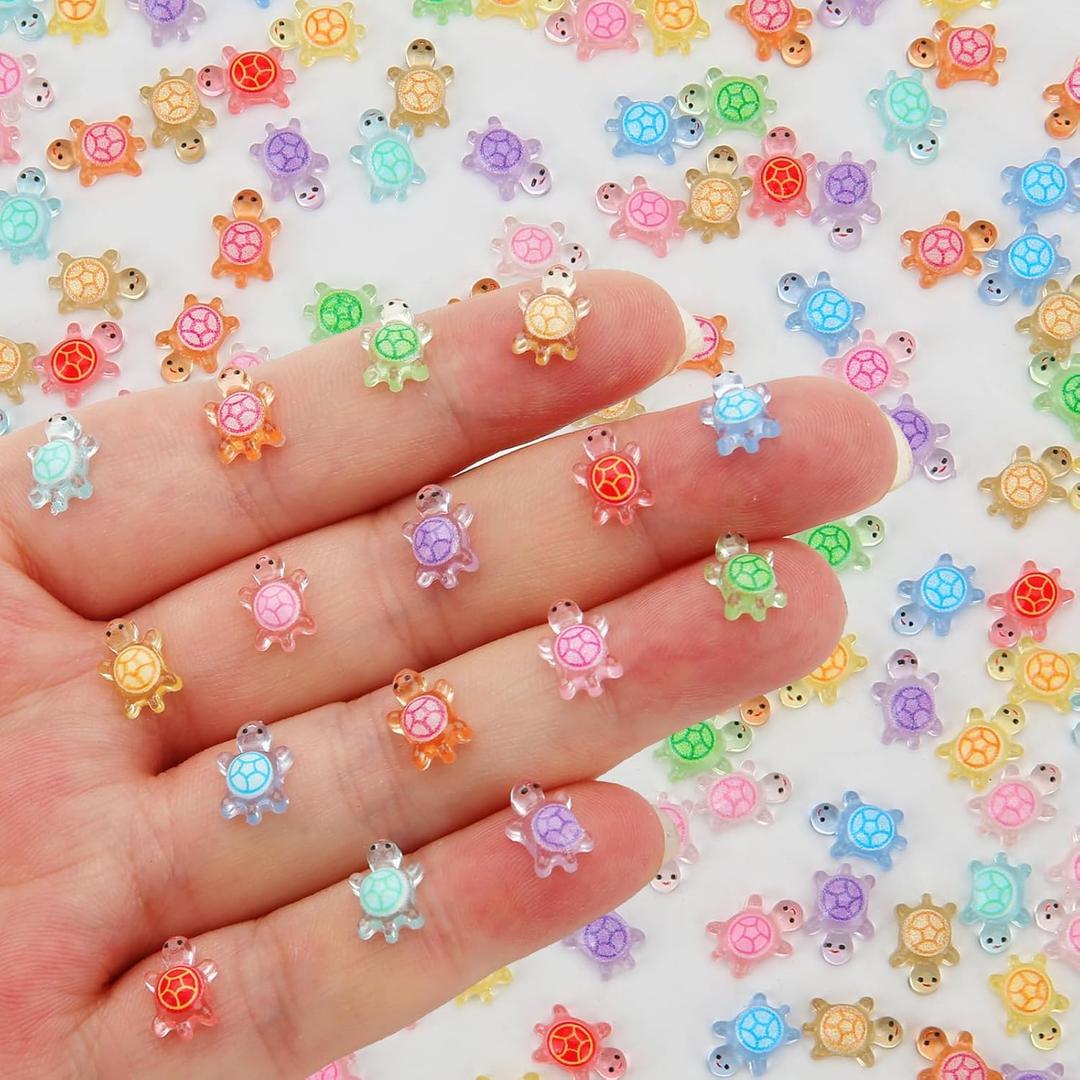 2 x 250 PCS Luminous Mini Resin Turtles for Crafts Tiny Turtle Glow in The Dark Miniatures Plastic Animals Figures to Hide for Fairy Garden Dollhouse Micro Landscaping Decorations