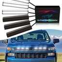 OKLSG 6Pcs LED Grill Lights for 2019-2024 2025 Chevrolet Silverado Raptor Grille Lights Silverado 1500 2500 3500 Accessories Front Grille Trims (White)
