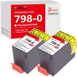 CLREEGRI Remanufactured SL-798-0 XXL 798-0 Red Ink Cartridge PB 798-0 Compatible with SendPro C200 C300 C400 Postage Meters (2-Pack, 35ml*2)