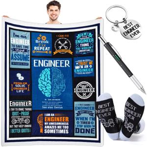 Christmas Engineer Gifts for Men Engineer Appreciation Gifts Includes Blanket Multi Tool Pen Keychain Socks for Thanksgiving Christmas Birthday Retirement Mechanical Computer