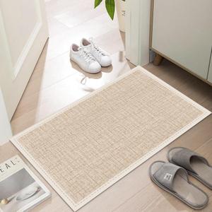 Ultra Thin Door Mat for Indoor Entrance, 1/10 Inch Low Profile Inside Front Door Mats, Non Slip Rubber Backing Entryway Rug for Low Clearance Doors, Easy Clean Dirt Trapper, 35"X24"