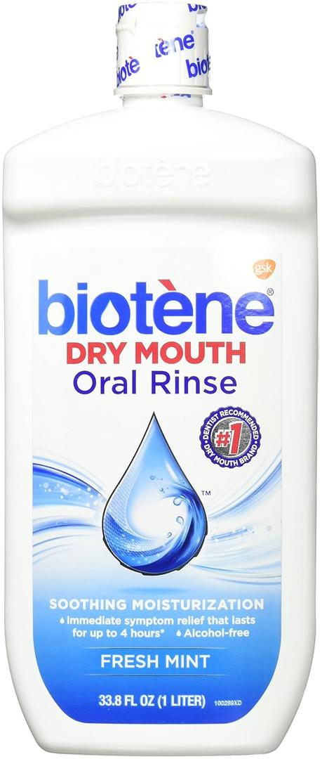 Biotene Oral Rinse Mouthwash for Dry Mouth, Breath Freshener and Dry Mouth Treatment, Fresh Mint - 33.8 fl oz
