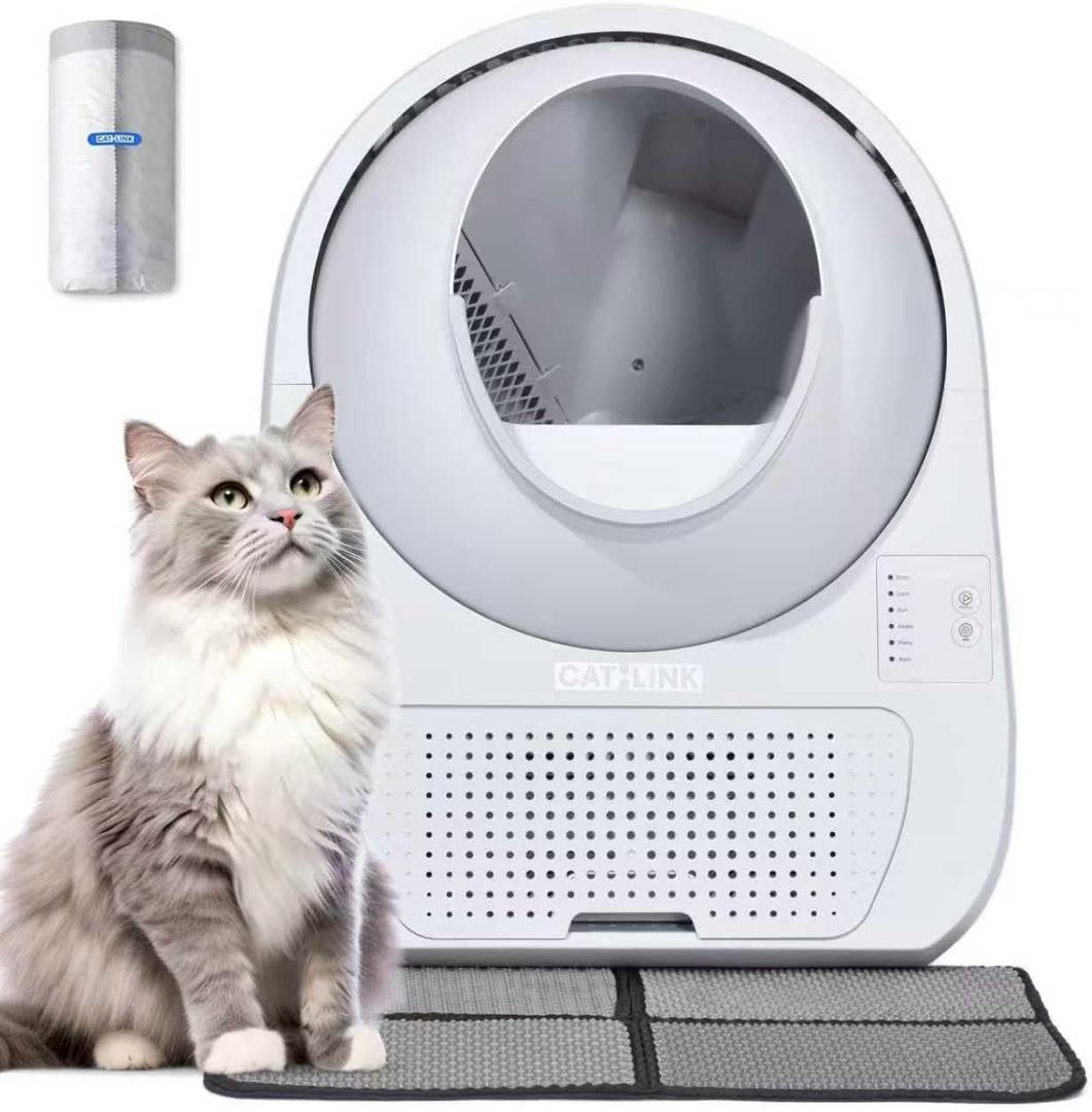 CATLINK 2025 Upgrade Automatic Cat Litter Box Self Cleaning for Multiple Cats with Mat, Double Odor Removal, Cat Litter Box for Cats from 3.522 lbs