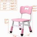 Adjustable Kid Chairs Indoor 3 Level Adjustable Suitable for Children Age 2-6. Maximum Load-Bearing 220LBS Suitable for Family Classroom and Nursery Child Seat Set (2-Pack-Pink), 11.8 inches x 11 inches x 22.4 inches