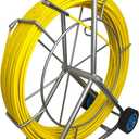 8MM 150M Fiberglass Duct Rodder Conduit Fish Tape Cable Puller Electrical Wire Puller Fiberglass Running Rod Wheel with Cage