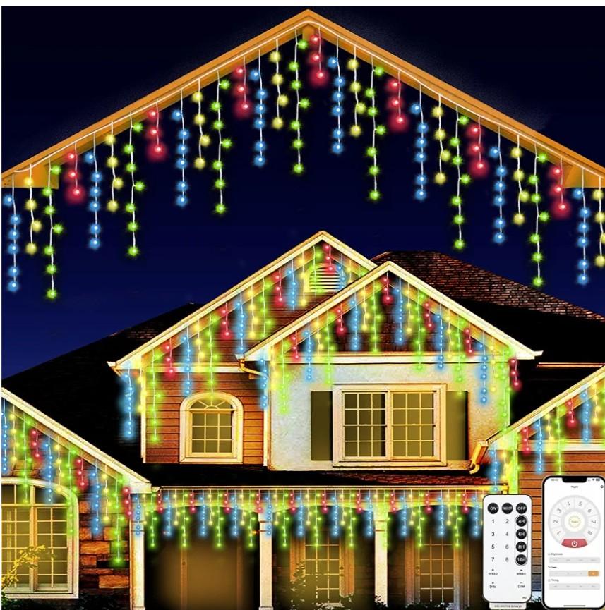 131ft Christmas Lights Outdoor, 1680 LED Waterproof 8 Modes String Light with App and Remote Control for Outside House Roof Decorations Indoor Decor-Multicolor