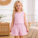 Toddler Girls Clothes Summer Outfits 2 Pcs Cute Girl Clothing Tops Matching Bottoms Casual Playwear Sets 3-8T (Pink)