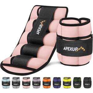 APEXUP 10lbs/Pair Adjustable Ankle Weights for Women and Men, Modularized Leg Weight Straps for Yoga, Walking, Running, Aerobics, Gym (Pastel Pink)