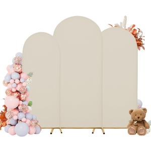 Arch Covers,Arch Backdrop Stand Fitted Cover for Wedding Birthday Party Ceremony Banquet Decoration(7.2FT&6.6FT&6FT, Off-White,Cover Only)