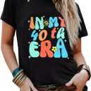 40th Birthday Gift T-Shirt Women Vintage 1986 Birthday Party Shirt Casual Short Sleeve 40 Bday Shirt Tee Tops (Black-b,XL)