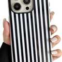 Longlayss Compatible with iPhone 15 Pro Max Case Cute Aesthetic Striped Phone Case for Women Girl Shockproof Slim TPU and Hard PC Protective Cover (Black)