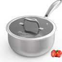 COOKER KING 3 Quart Stainless Steel Saucepan with Lid, Tri-Ply Ceramic Nonstick Pot, Metal Utensil Safe, Dishwasher & Oven Safe up to 900F, Induction Cookware for All Stovetops