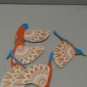 Barydat 5 Pcs Wooden Bird Wall Art Wood Flying Birds Wall Decor Rustic Folk Art Scandinavian Home Decor for Gift Living Room Bedroom Kitchen Office(Teal)