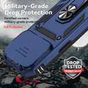 for iPhone 17 Pro Max Case, with Slide Camera Cover HD Screen Protector [Military Grade 16ft. Drop Tested] Ring Holder Kickstand Protective Phone Case for Apple iPhone 17 Pro Max, Navy Blue