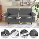 Ruaozz Stretch Loveseat Sofa Cover 1 Piece Couch Covers for 2 Cushion Couch Non Slip Loveseat Slipcover Soft Jacquard Furniture Protector with 2 pcs Throw Pillow Covers (2 Seater, Dark Gray)