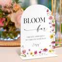 6x8" Bloom Bar Sign for Wedding Table Decor, Wild Flower Arch Acrylic Wedding Signs for Reception, Floral Bridal Shower Engagement Party Decor for Baby In Bloom Baby Shower Decorations