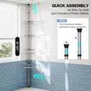 Corner Shower Caddy Tension Pole: Stainless Steel Rustproof 4-Tier Shower Organizer - 47-121 inch Adjustable Bathroom Shelves for Bathtub Shampoo Storage - Tension Rod Floor Standing Bath Rack