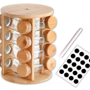 16-Piece Rotating Spice Rack Jar Set: Perfect Organization for Your Kitchen Bamboo Spice Rack Glass Spice Jars with Labels, Space-Saving Spice Rack Organizer for Kitchen