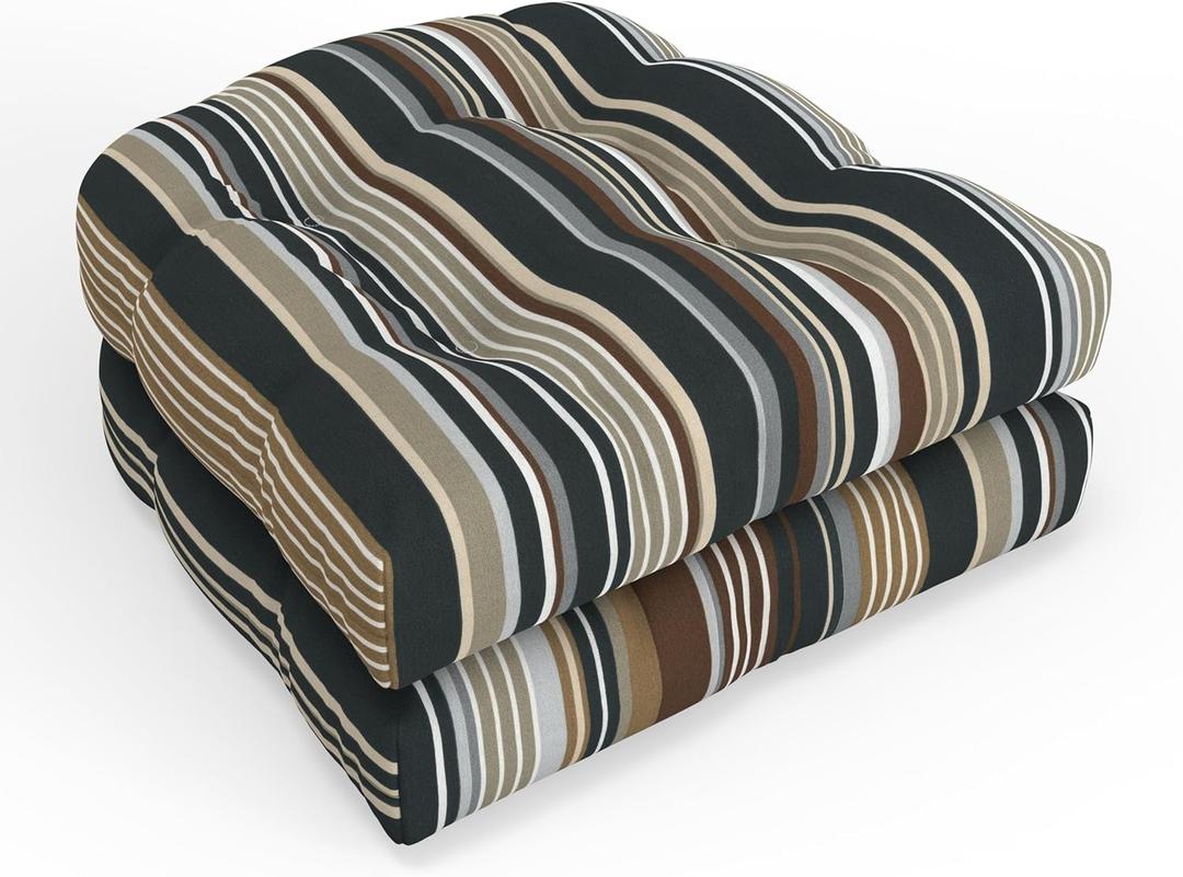 Pillow Perfect Cojn de asiento a rayas, 19 x 19 pulgadas, ratn negro Multi Labrisa 2 unidades
