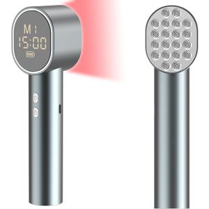 Red Light Therapy with Timing and 4 Modes, High Power 660/850nm Handheld Near-Infrared  Red Light Therapy for Face Body, Portable Light Therapy Wand for Pain Relief of Muscles Joints Knee, 20 LEDs (Gray)