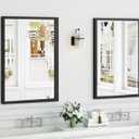 Syndra Black Wood Frame Bathroom Mirror, 24''x36'' Modern Vanity Mirror for Wall, Waterproof Slim Deep Frame, Rectangular HD Tempered Glass Mirror for Living Room, Bedroom, Entryway, Rustic, Farmhouse