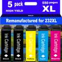 Remanufactured for Epson 232XL Ink Cartridges Combo Pack 232 T232XL for XP-4200 XP-4205 Workforce WF-2930 WF-2950 Printer 5 Pack
