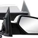 Passenger Right Side Door Mirror Power and Heated Glass with Turn Signal Arrow with Menory and Chrome Back Cover Power Folding for 2014-2019 Chevrolet Silverado GMC Sierra 1500 2500 3500
