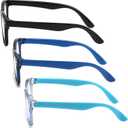 FANNYGO 3 Pack Kid Blue Light Glasses For Kids Girls Boys Computer Blue Light Kids Glasses Clear Glasses Age 3-9 (Black + Dark Blue + Light Blue)