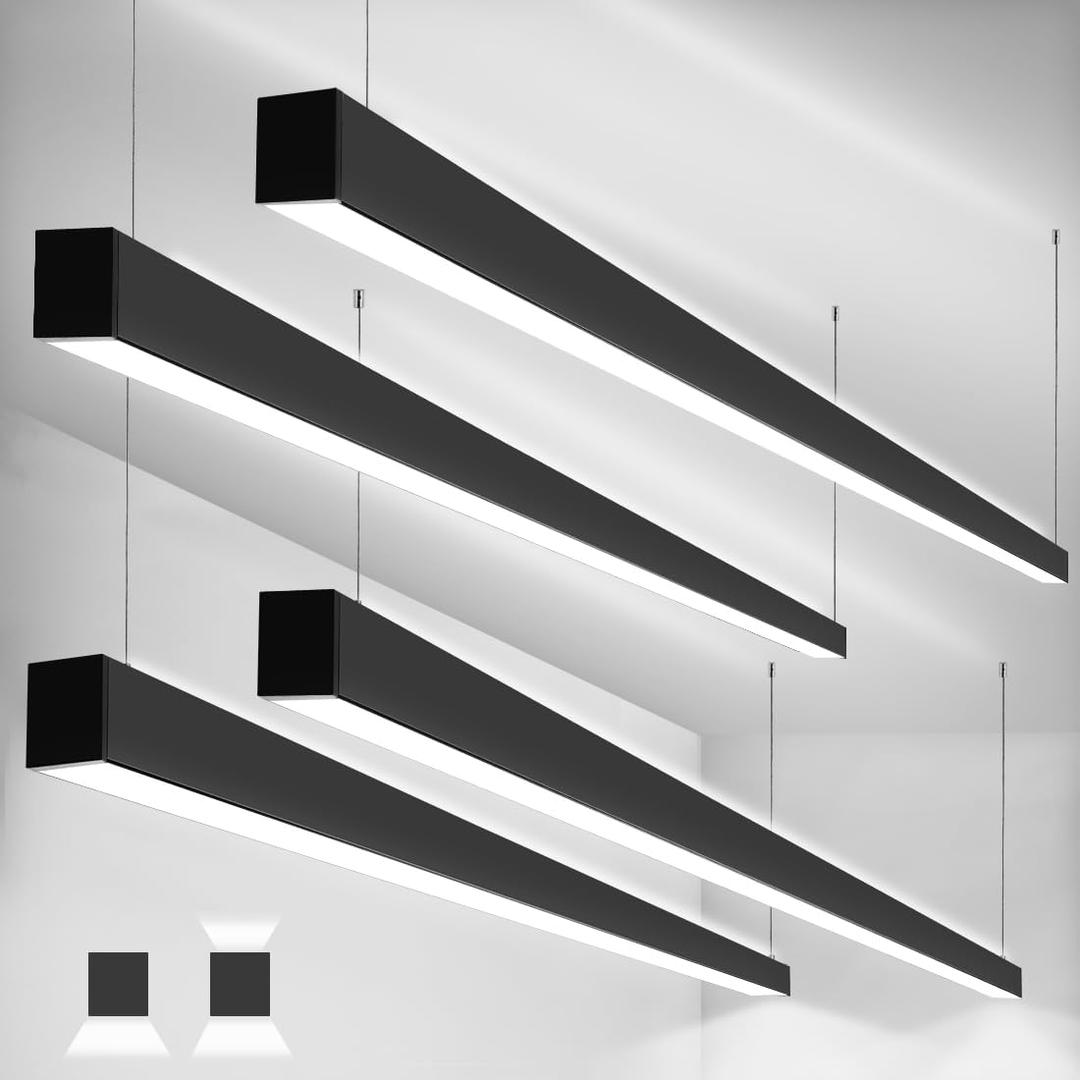 Kadision 8FT LED Linear Light, 3CCT 100/90/80/70/60W 0-10V Dimmable, Suspended Architectural Linear LED Light Fixture with Up/Down Lighitng for Office, Retail, ETL-Listed 4-Pack
