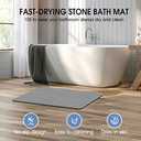 Stone Bath Mat Diatomaceous Earth Shower Mat Non-Slip Super Absorbent Diatomite Stone Bath Mats for Bathroom Floor Quick Drying Natural Easy to Clean(23.6''15.4" Gray) (Line1-grey)