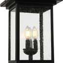 Outdoor Post Light, Waterproof Pole Lantern Lighting Fixture with Tempered Clear Seeded Glass, Matte Black Finish for Outdoors (Extra Large Post Light)