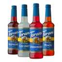 Torani Sugar Free Flavored Drink Syrup Soda Flavors Variety Pack, Raspberry, Coconut, Strawberry & Peach, 25.4 fl oz, (Set of 4), BBD 03/31/2028
