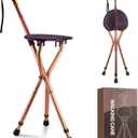 Walking Cane with seatCane with seat High Load Capacityfor Waitingqueuing, Traveling, Women and Men The ElderlyCane Chair (Brown)