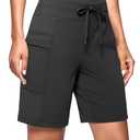 Women's 7" Athletic Hiking Long Shorts with Pockets High Waisted Dark Grey (S)