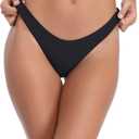 RELLECIGA Women's Black Super Cheeky Brazilian Cut Bikini Bottom Size Medium