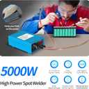 5000W Mini Battery Spot Welder, Portable Spot Welder Machine DIY Kit for 18650 Battery Pack Welding Tools, Adjustable Battery Welding Soldering Machine with Nickel Strip and Spot Welding Pen
