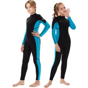 Hevto Kids Wetsuit for Boys Girls Toddler Youth 3/2mm Neoprene Full Wet Suits in Cold Water for Swimming Surfing Diving (16, K1-3mm-Back Zip-Blue)