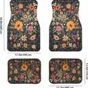 Premium Linen Boho Car Floor Mats Full Set, Vintage Floral Design | Waterproof & non-slip all-weather mats, universal fit for SUV Sedan, luxury car interior accessories for men and women