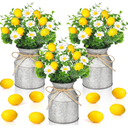 Mimorou 3 Sets Artificial Potted Lemon Decor Fake Fruit Lemon Flowers Table Centerpiece Faux Summer Kitchen Vases Tiered Tray Decor Farmhouse Plant for Indoor Outdoor Home Bathroom Dining