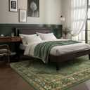 6x9 Vintage Rugs for Dining Room, Washable Rugs Non Slip Large Area Rug for Living Room Bedroom Office, Floor Decoration Big Rug Mat Low-Pile Kid & Pet Friendly(Border Green)