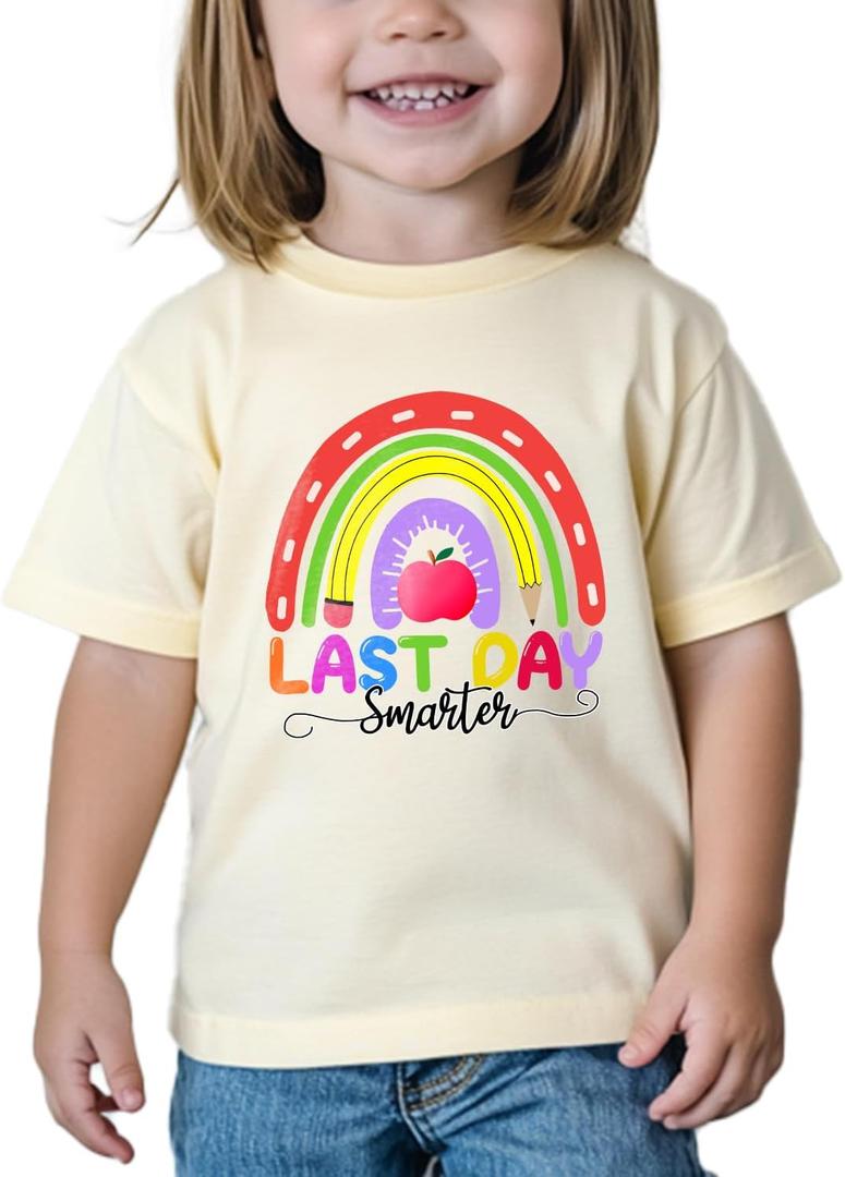 Boys Last Day of School Shirt for Kids Toddler Girls Funny Graphic Tee Short Sleeve 3-8Y