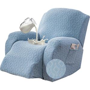 Gennia Waterproof Recliner Chair Cover,Stretch Reclining Sofa Covers with Pockets,Washable Lazy Boy Recliner Slipcovers,Leakproof Couch Protector for Kids, Pets, Dog and Cat (XL-Recliner,Light Blue)