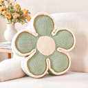 Kcvvcr Flower Throw Pillow, Soft Sage Green 14.9" Shaped Floor Pillow for Home Decor, Cute Aesthetic Plush Decorative Pillows for Bed, Sofa, Couch