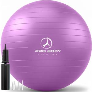 ProBody Pilates Exercise Ball - Multiple Sizes Gym Grade Balance Ball for Fitness, Yoga, Workout, Pregnancy & Physical Therapy (M: 19-22 inches/48-55 cm, Purple)